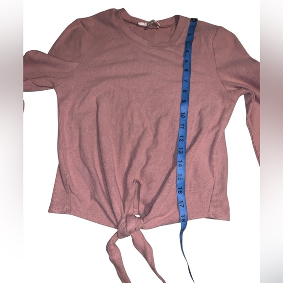 Wayf XS Pink Long Sleeve Tie Front Crop super soft sweater - Picture 3 of 4